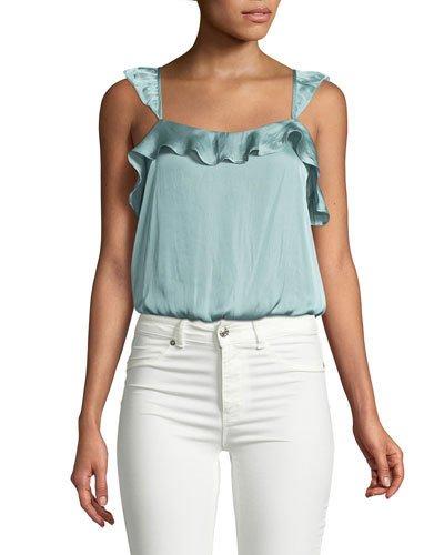 Cropped Silky Ruffle Blouse