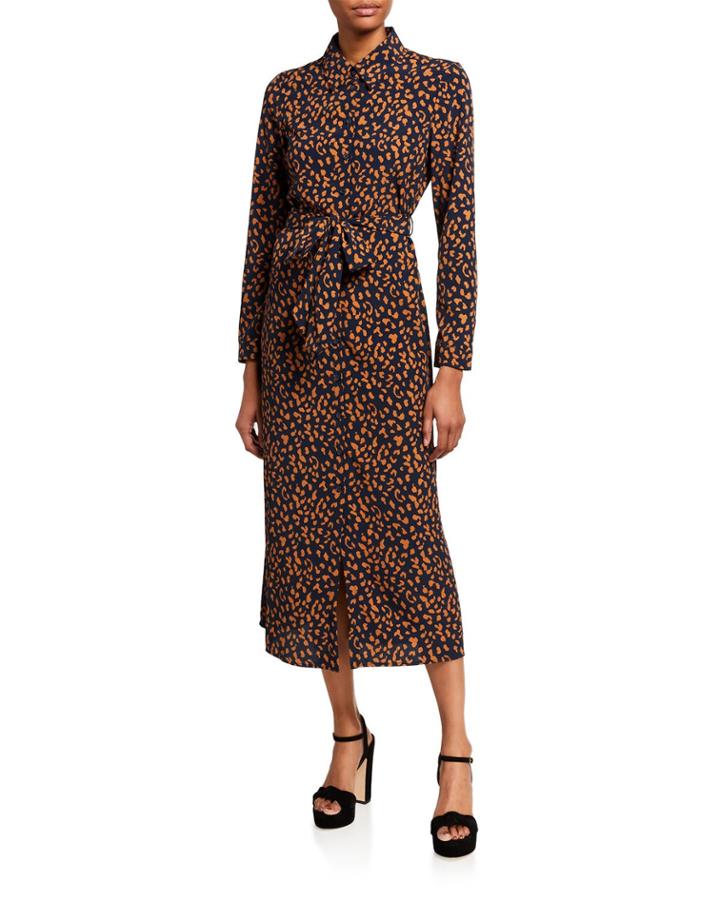 Leopard-print Button-down Dress