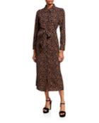 Leopard-print Button-down Dress