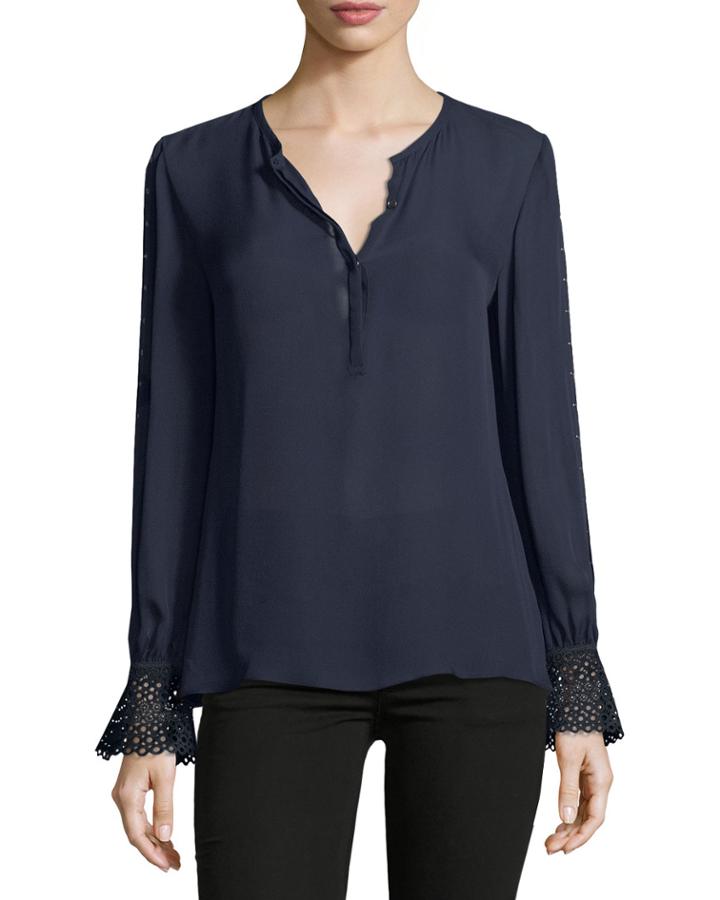 Traci Eyelet-cuff Blouse