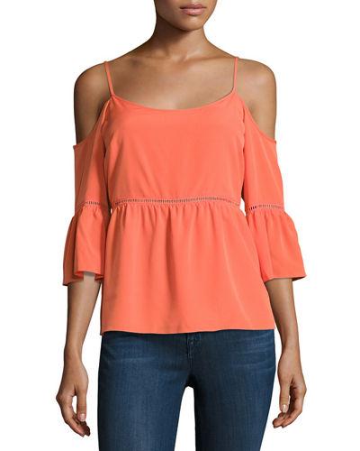 Cold-shoulder Ruffled Peasant Blouse