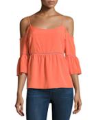 Cold-shoulder Ruffled Peasant Blouse