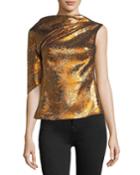 Metallic Jacquard One-shoulder Top