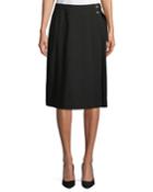 A-line Wrap-front Crepe Skirt W/ Buckle Detail