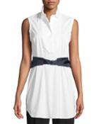 Sleeveless Belted Plastron Tunic