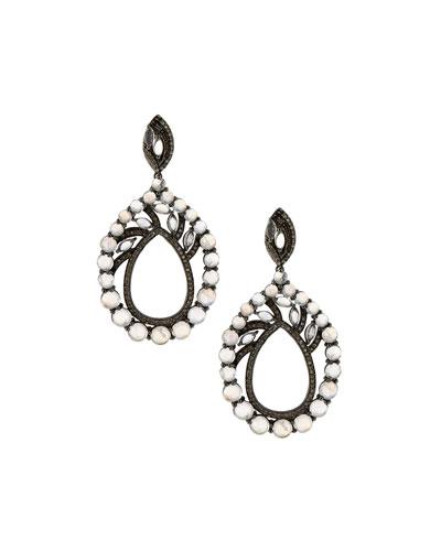 Rainbow Moonstone & Champagne Diamond Drop Earrings