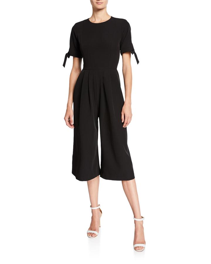 Tie-cuff Cropped Wide-leg Jumpsuit