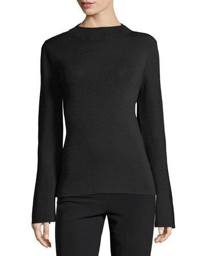 Mock-neck Bell-sleeve Knit Top