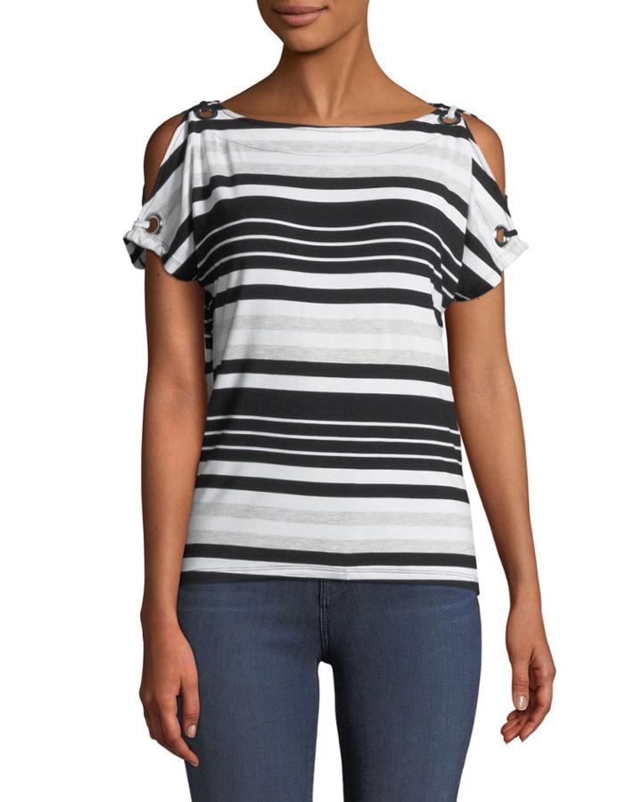 Cold-shoulder Grommet-sleeve Tee