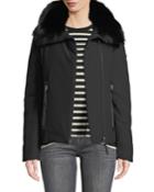 Down A-line Parka Short Jacket With Fox Fur Trim