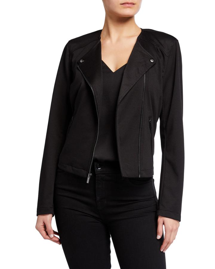 Asymmetric Zip Ponte Biker Jacket