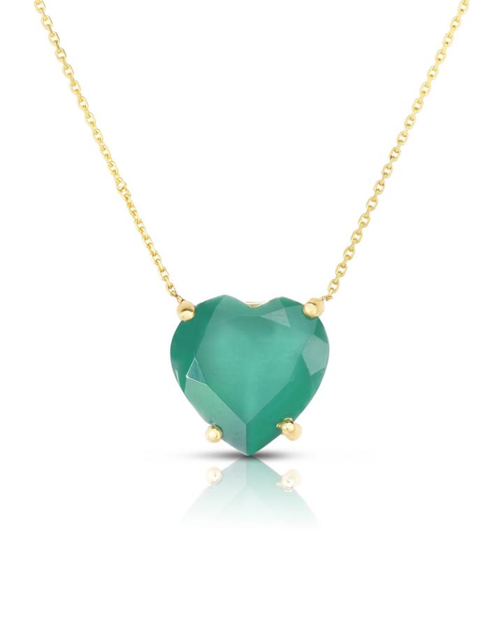 14k Emerald Heart Pendant Necklace