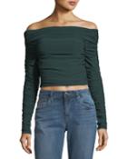 Terence Off-the-shoulder Long-sleeve Ruched Jersey Top