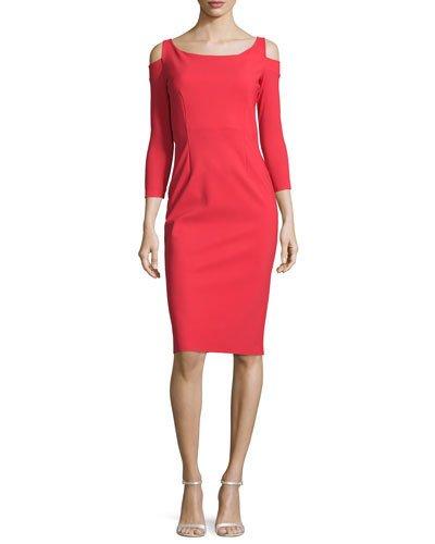 Kerrie Cold-shoulder Cocktail Dress, Red