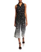 Button-front Flare-leg Printed Jumpsuit