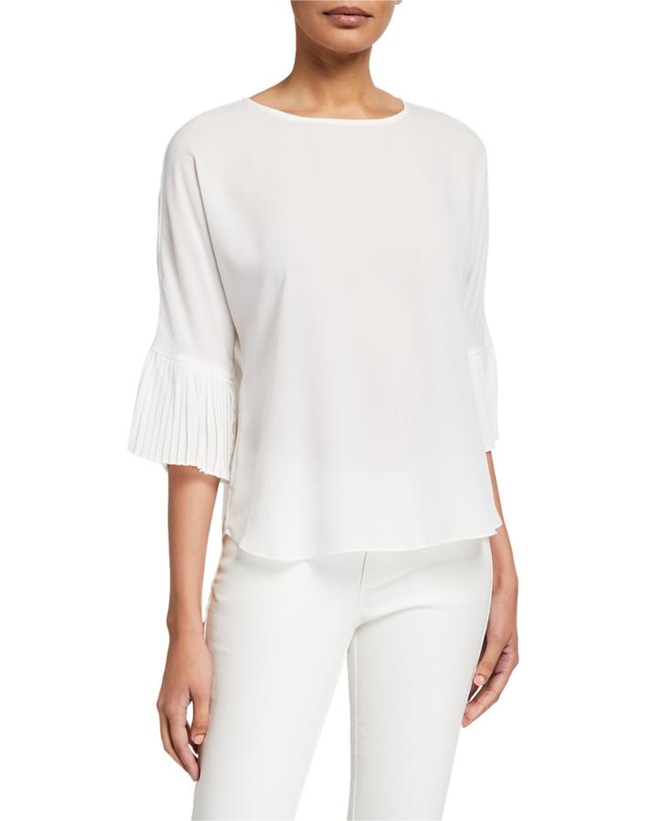 Pleated Bell-sleeve Pullover