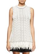 Sleeveless Fringe-hem Top