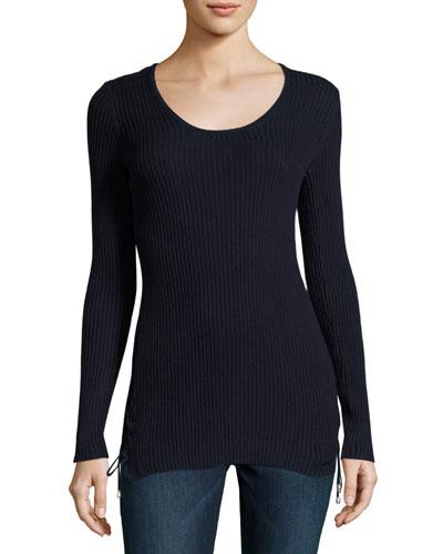 Scoop-neck Lace-up