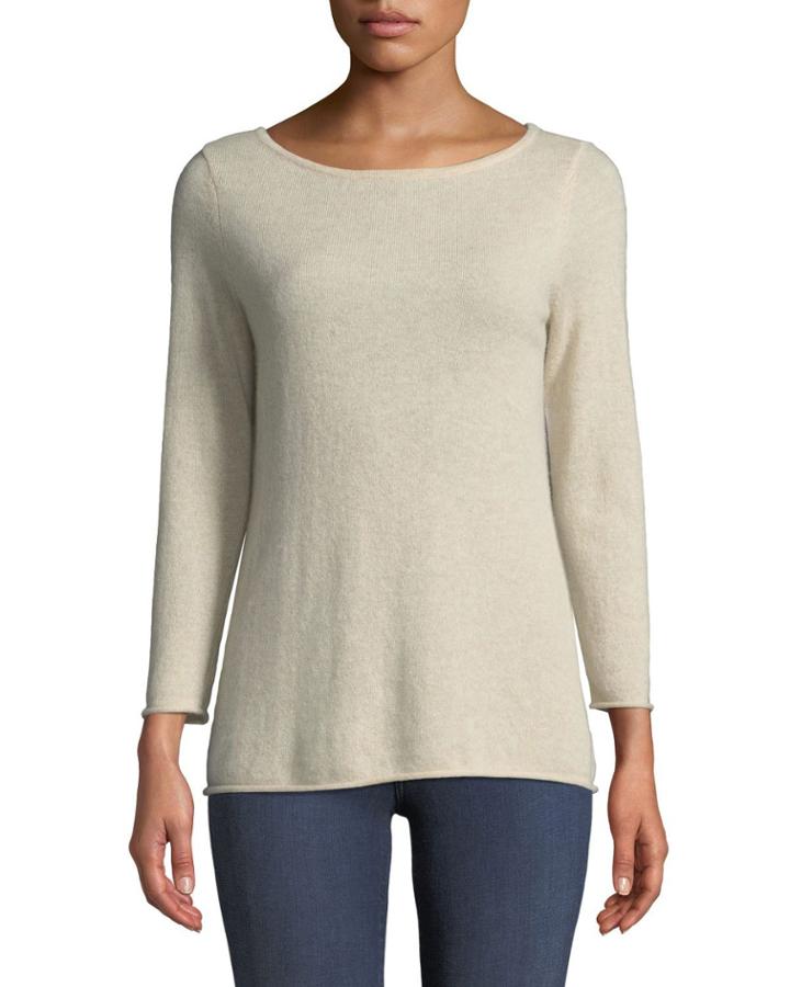 Basic Cashmere Boat-neck Pullover