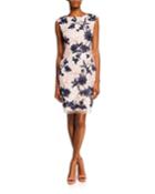 Floral-embroidered Mesh Overlay Dress