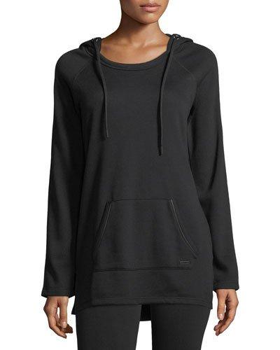 Mesh-hooded Fleece Pullover