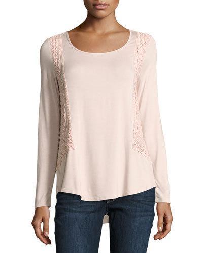 Crochet-trim Long-sleeve Top