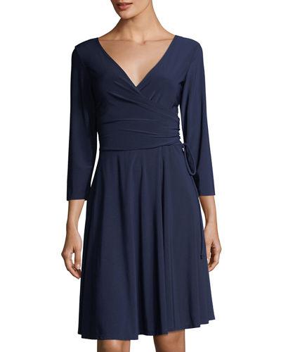 Long-sleeve Side-tie Jersey Dress