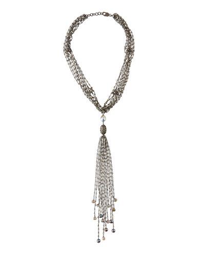 Sterling Silver Multi-strand Necklace W/ Tassel Drop