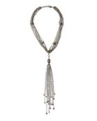 Sterling Silver Multi-strand Necklace W/ Tassel Drop