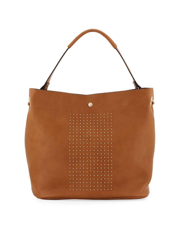 Sophia Studded Faux-leather Hobo Bag, White