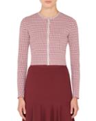 Zip-front Houndstooth-knit Bolero Jacket
