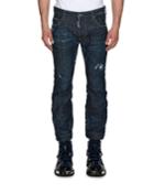 Biker Ski Distressed Straight-leg Jeans