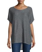 Horizontal-ribbed Sequin Cashmere Top