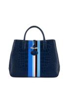 Roseau Croc-embossed Striped Leather Tote Bag