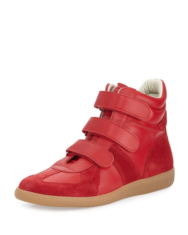 Men's Triple-strap Leather & Suede High-top