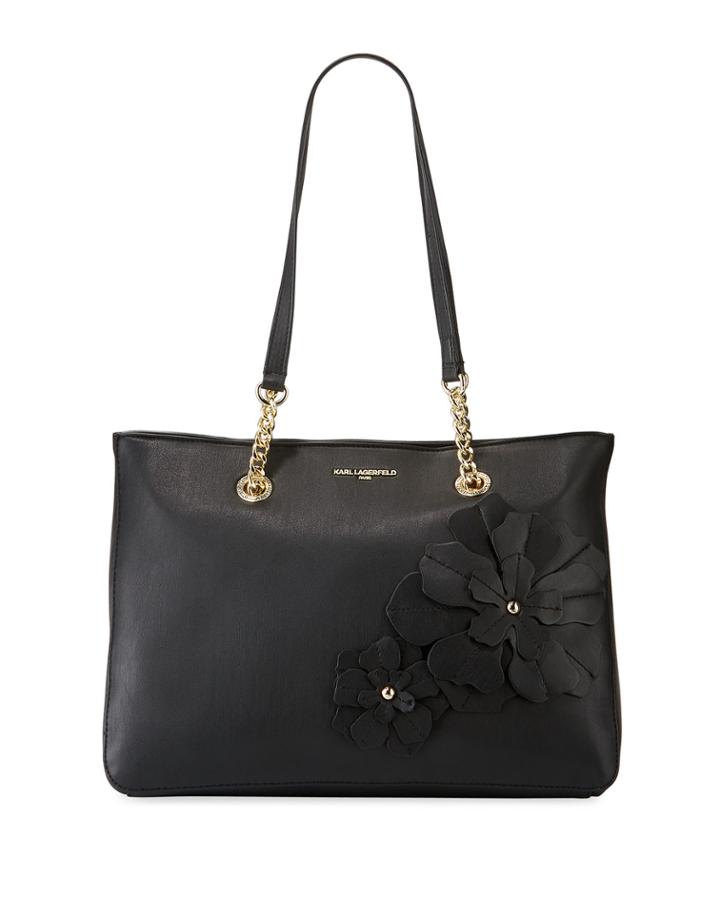 Kristina Leather Floral Tote Bag