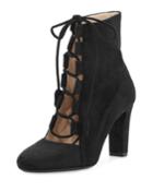 Nell Suede Lace-up Ankle Boot, Black