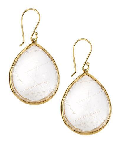 18k Gold Rock Candy Large Teardrop In Rutilated Quartz Cabochon