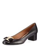 Low Leather Pumps With Bow
