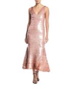 Sleeveless V-neck Sequined Cocktail Dress
