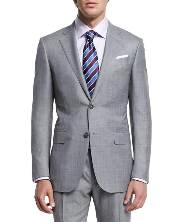 Sharkskin Two-piece Trofeo&reg; Wool Suit,