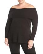 Cashmere Off-shoulder Tunic Sweater,