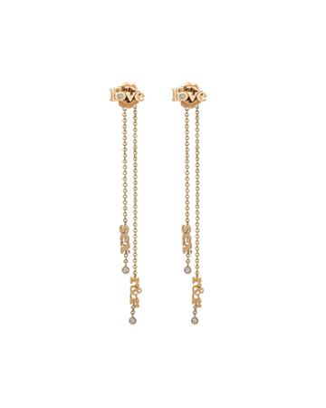 18k Yellow Gold Diamond Love-text Dangle Earrings