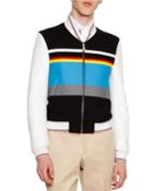 Ski Racer Striped Neoprene Jacket With Leather