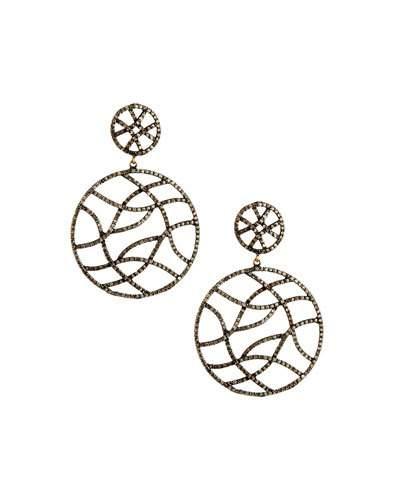 Champagne Diamond Pave Round Double-drop Earrings