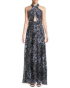 Crisscross Halter Chiffon Gown