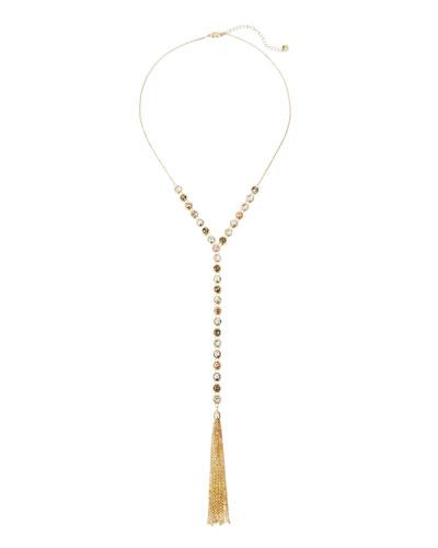 Speckle Crystal Y-drop Tassel Necklace