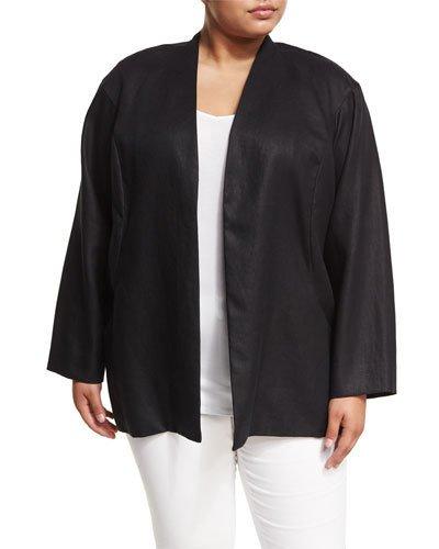 Dominque Open-front Linen Topper Jacket,
