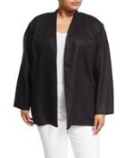 Dominque Open-front Linen Topper Jacket,