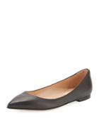 Leather Ballerina Flat, Black
